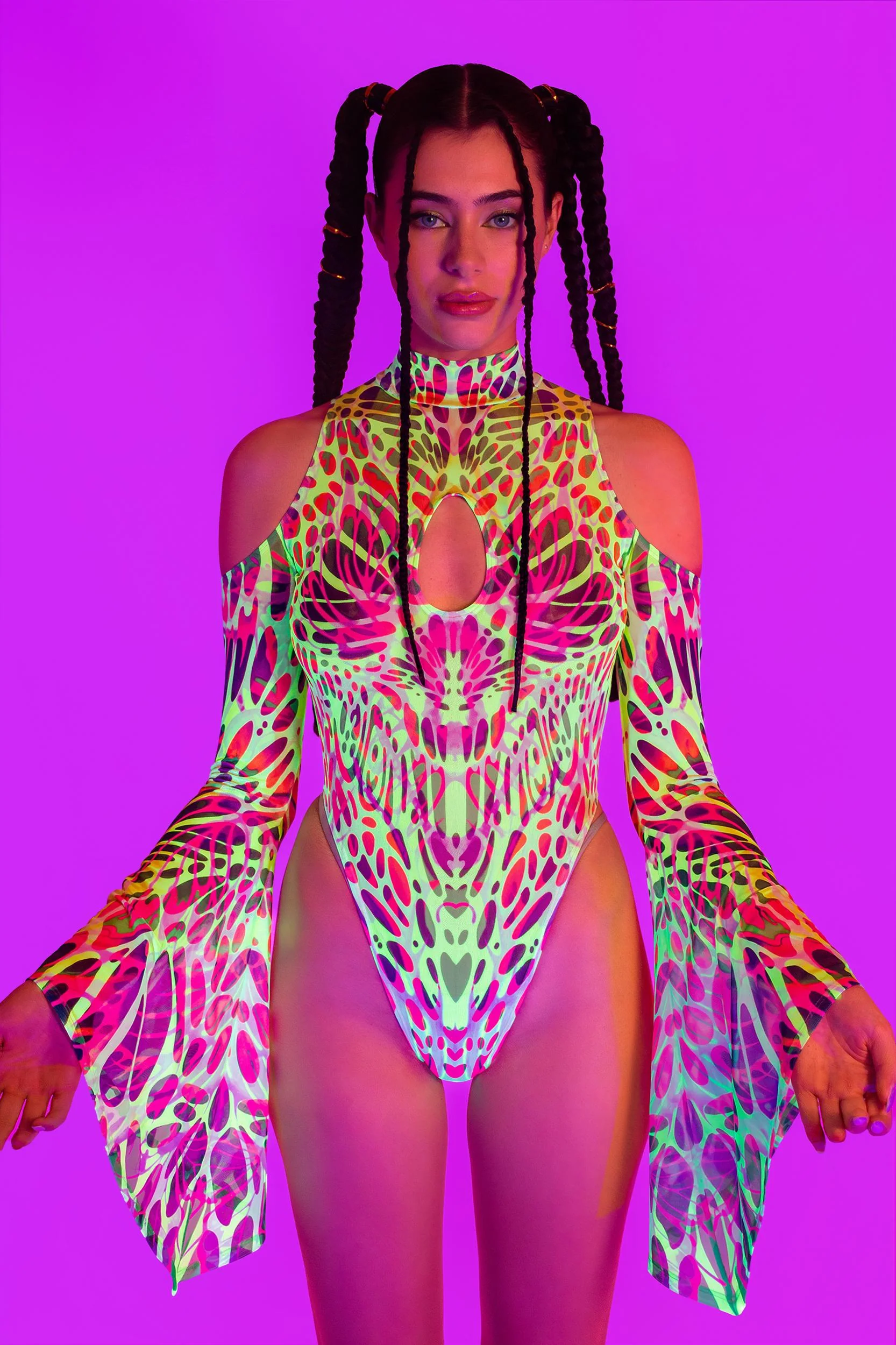 Touch My Nerve Flared Sleeve Bodysuit