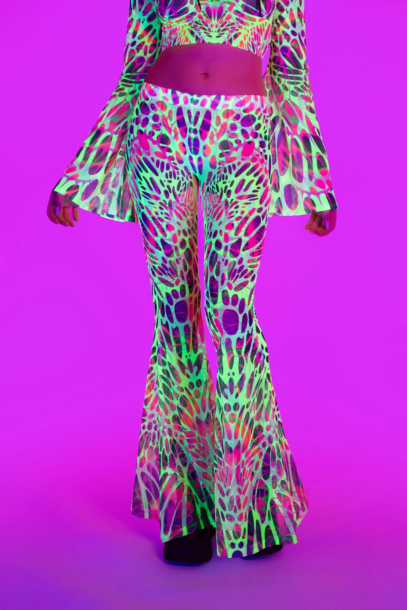 Touch my Nerve Mesh Bell Bottoms Pants
