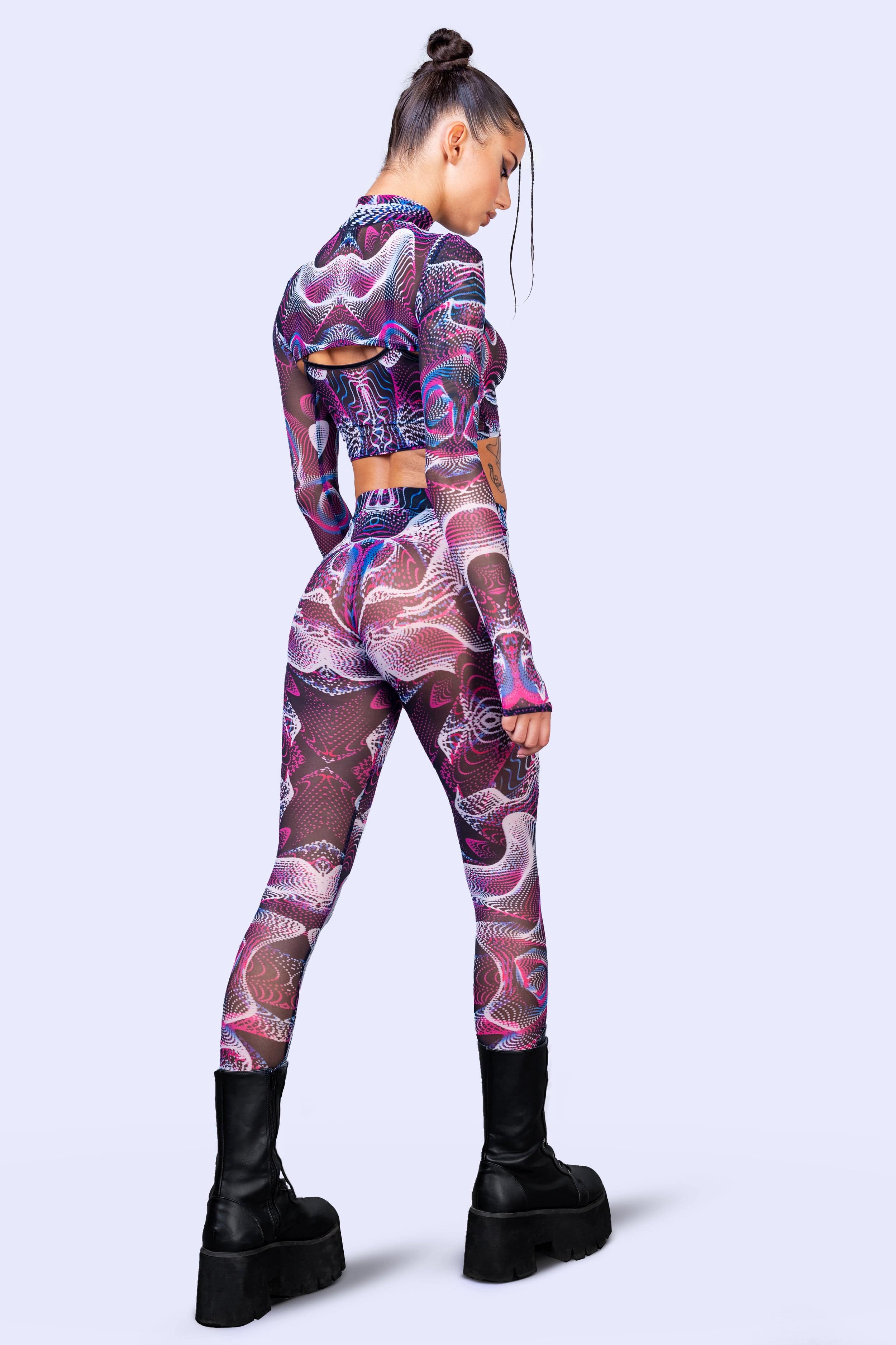Vapor Trance Magenta Mesh Leggings - Image 3