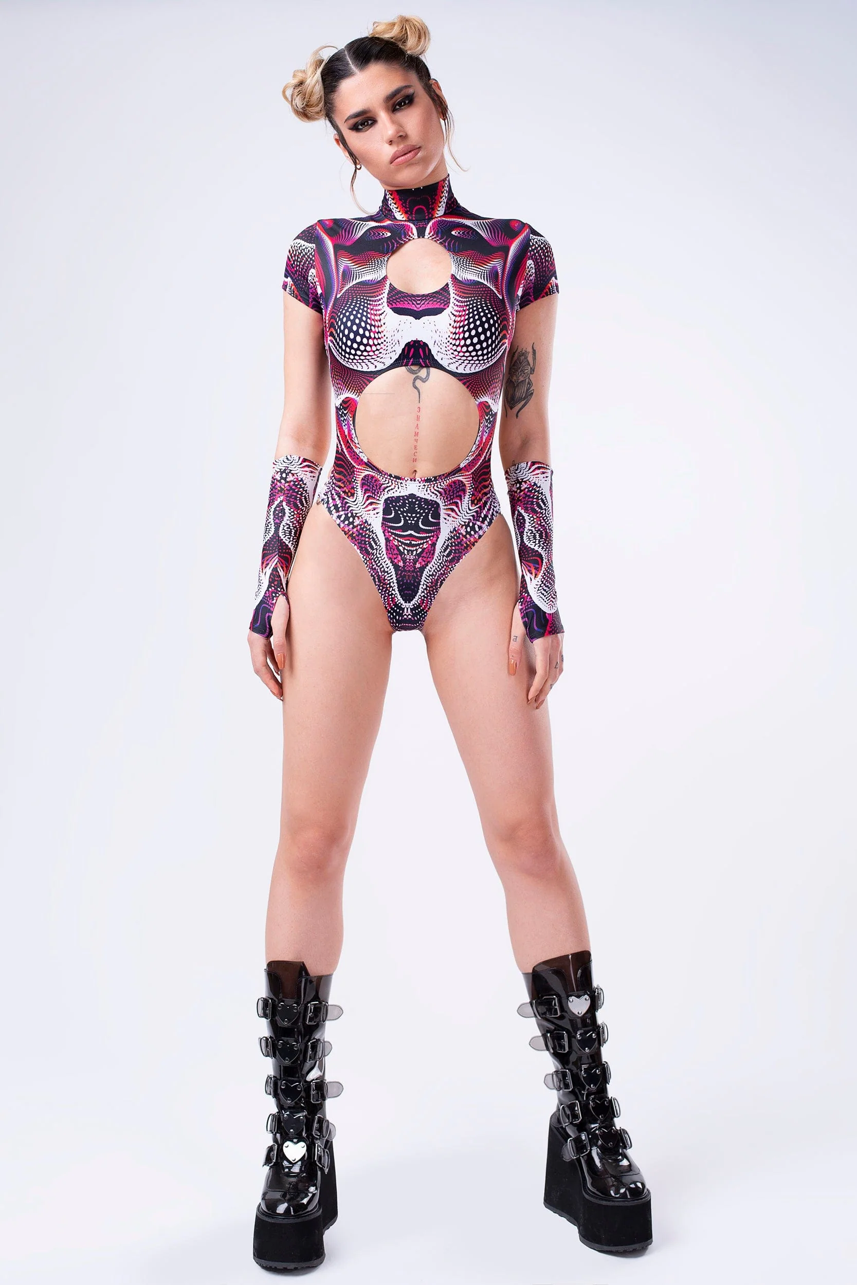 Vapor Trance Red Keyhole Bodysuit - Image 3