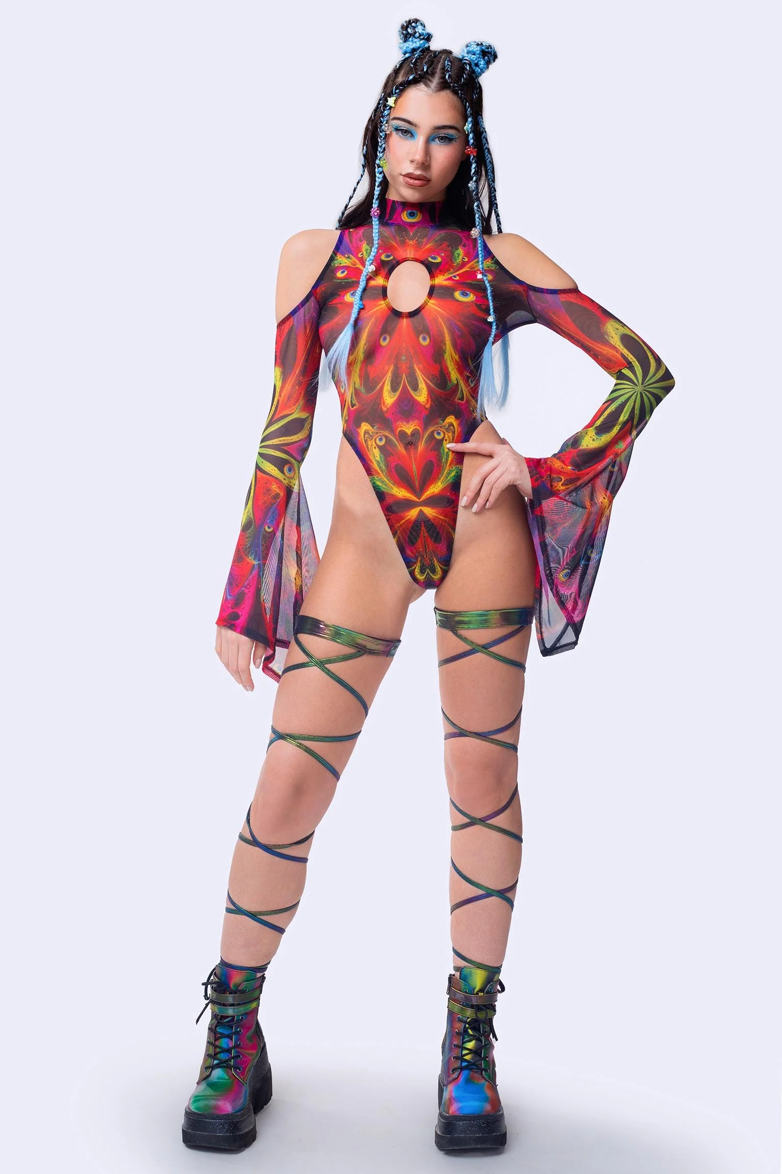 Wandering Looks Flared Sleeve Bodysuit - Image 3